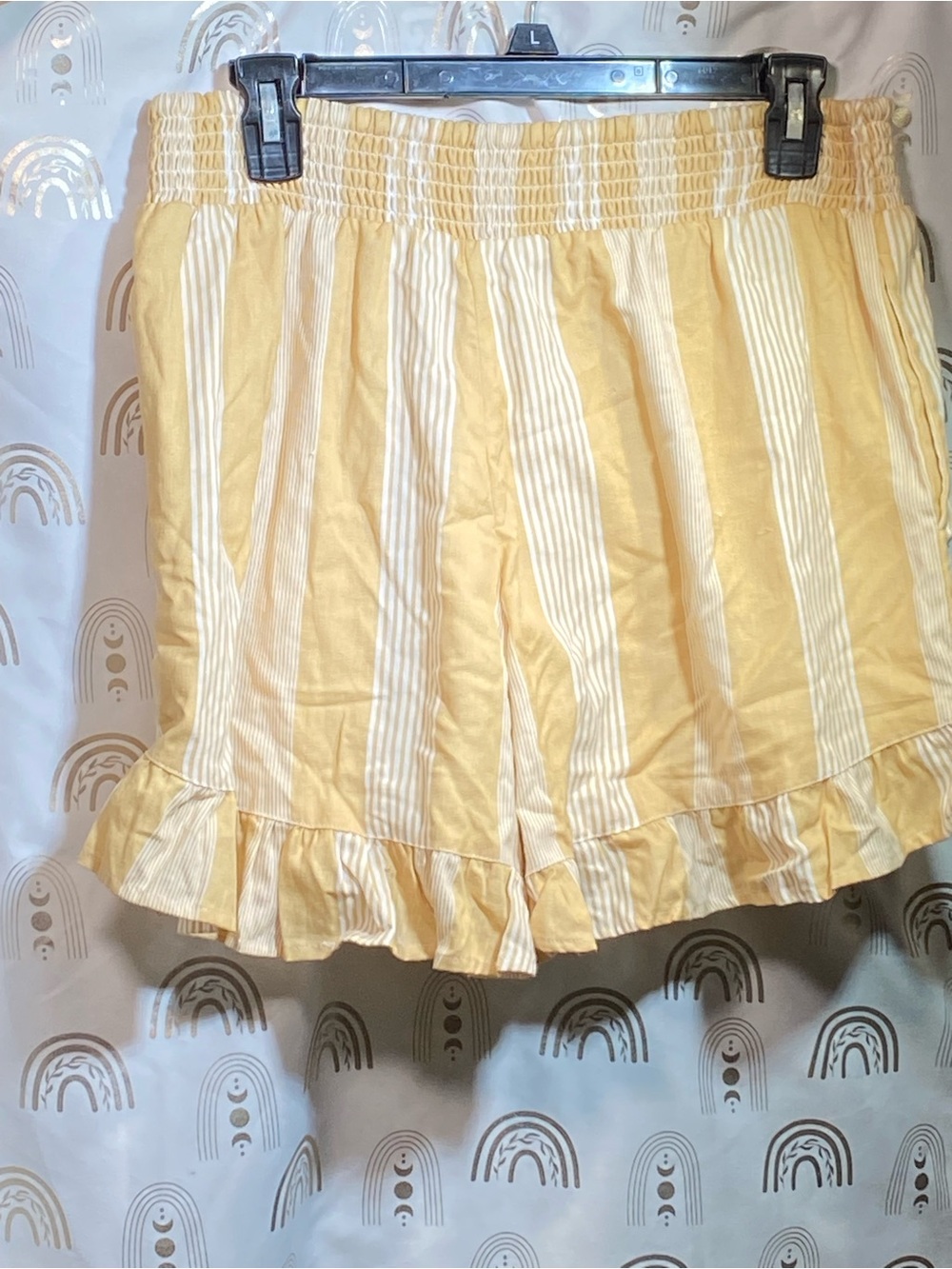 Striped Yellow Ruffle-Hem Skort with Smocked Waist - Picture 8 of 13